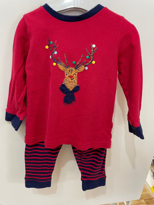 Preloved John Lewis red reindeer pajama set, 2y