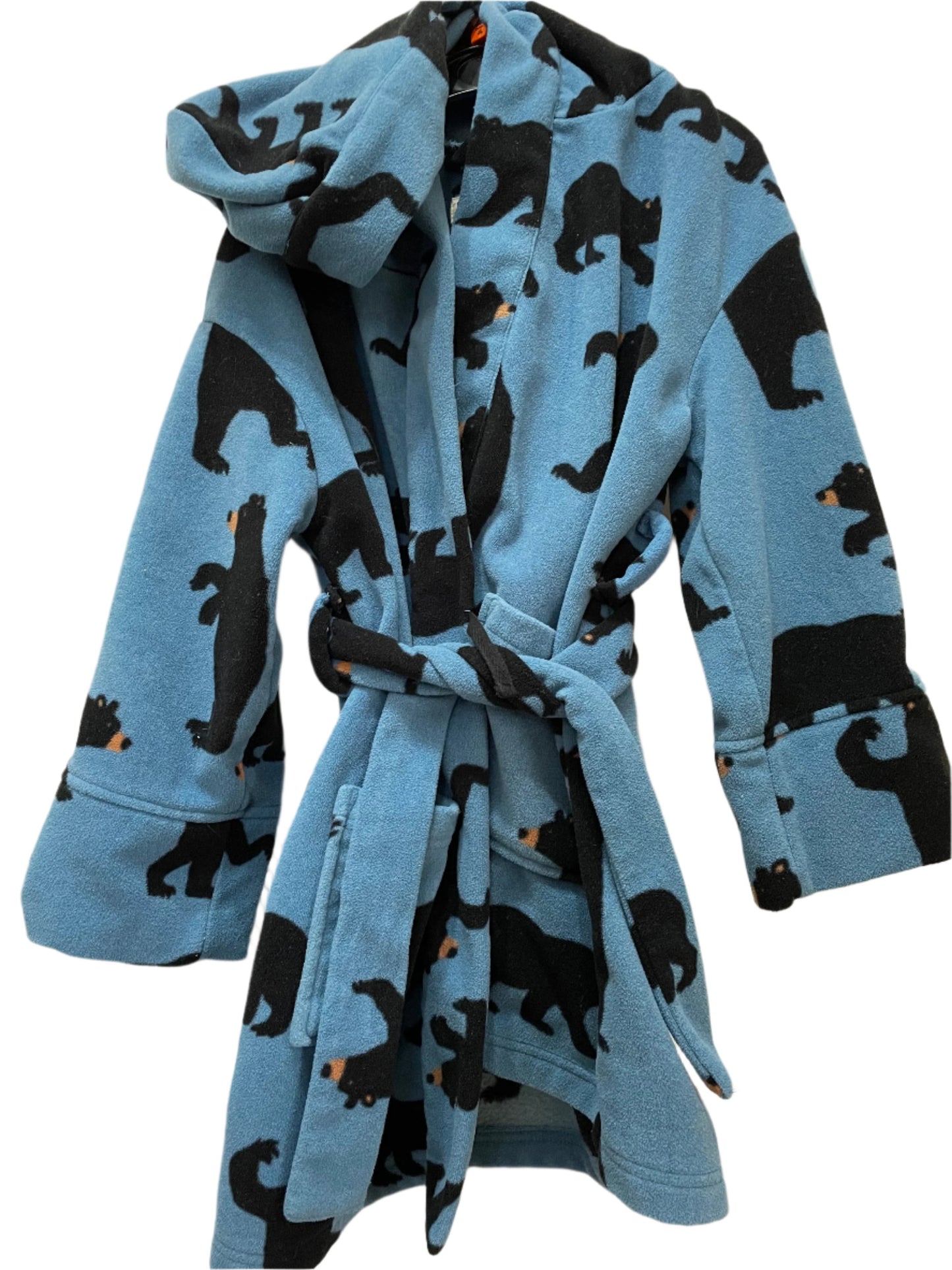 Preloved Hatley blue bear dressing gown fleece robe L, 4y