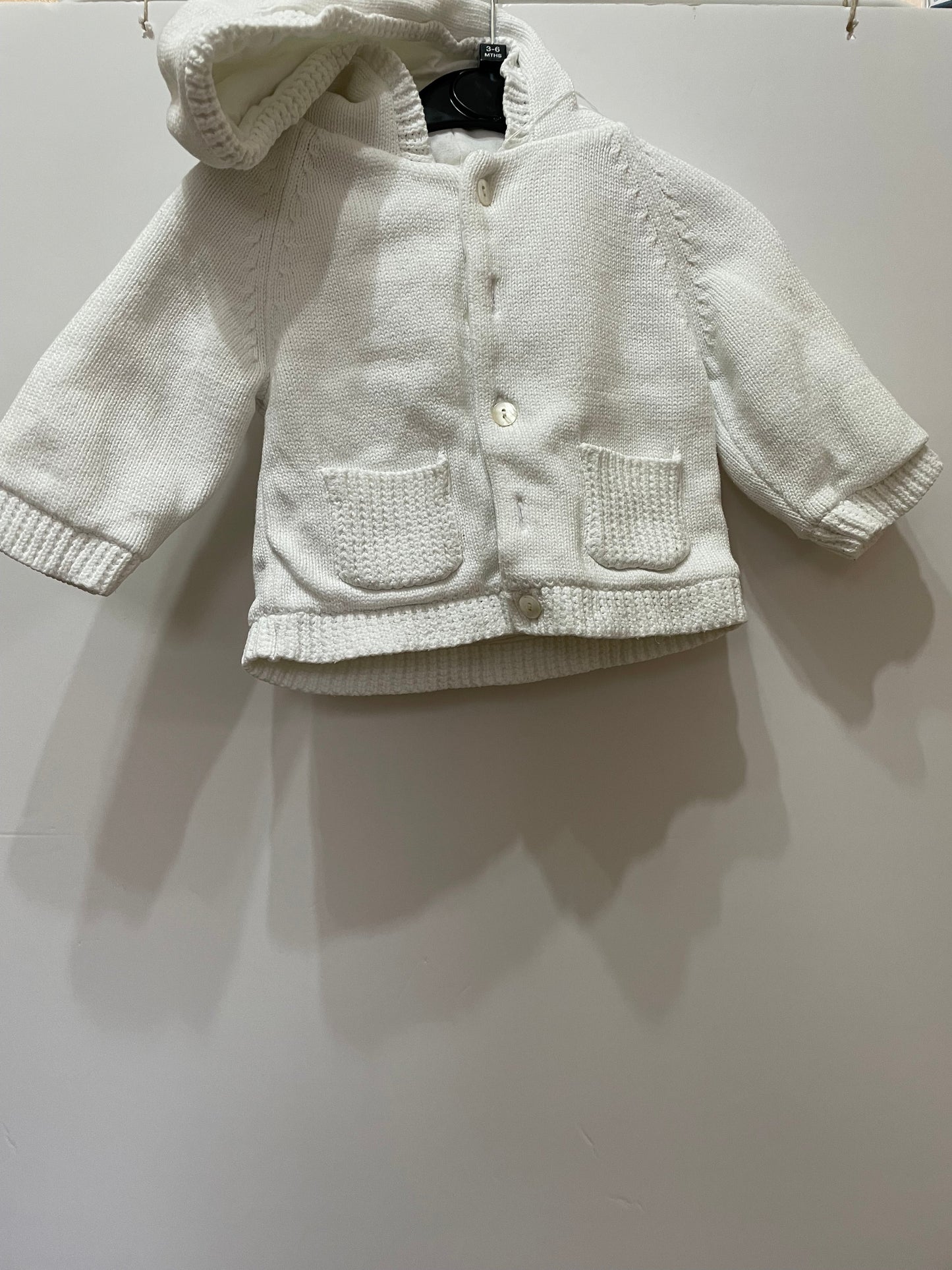 Preloved Emile et Rose white knit cardigan, 3-6m