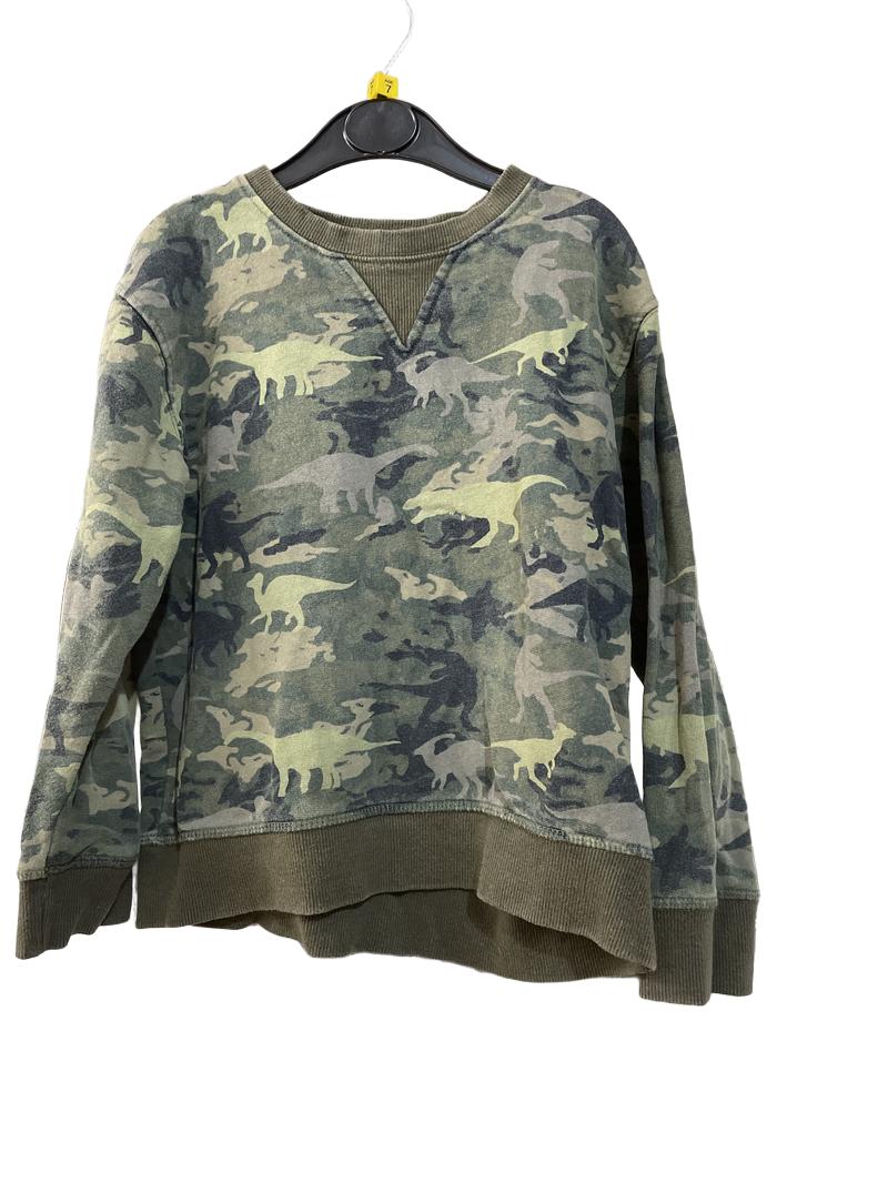 Preloved John Lewis - Top - Green Camo Dinosaur Sweatshirt (7-8y)