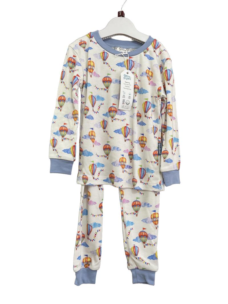 Preloved Grow Grows - Sleepwear - White Hot Air Balloon Print Pajama Set, NEW With Tags (2-3y)