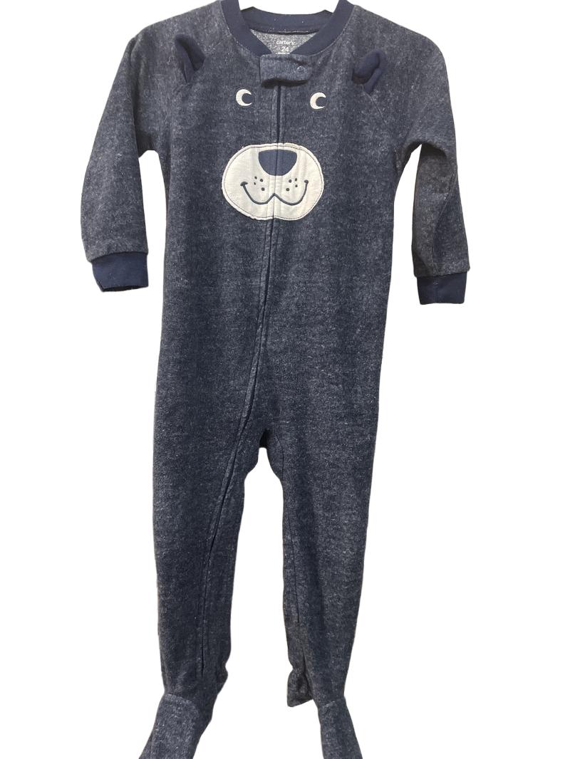 Preloved Carter's - Sleepwear - Navy Fleece Bear Sleepsuit (2-3y)