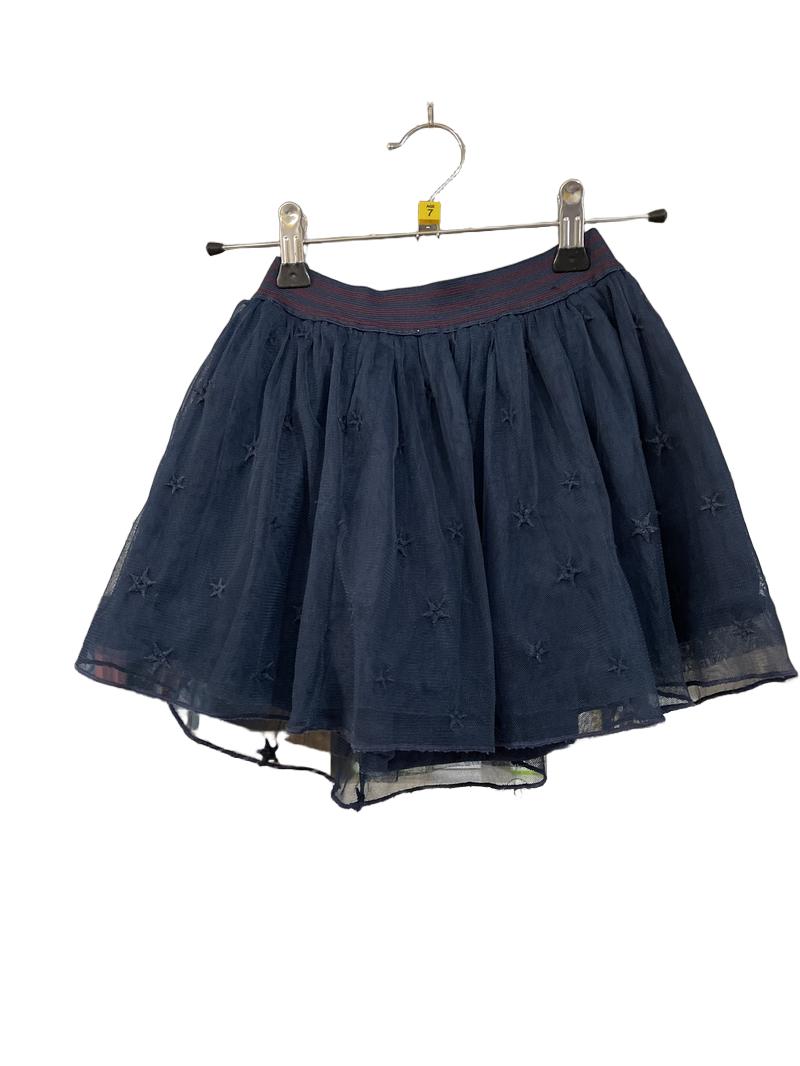 Preloved Tommy Hilfiger - Skirt - Navy Tulle Skirt With Flower Embroidered And Elastic Waist, 122 Cm (7-8y)