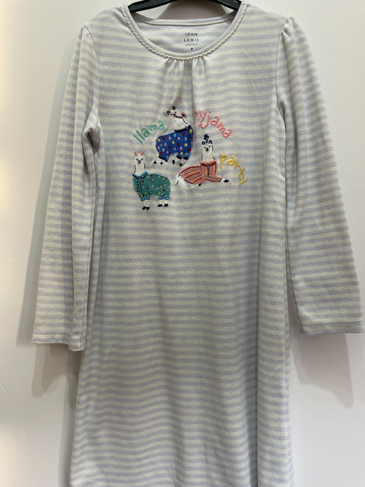 Preloved John Lewis - Sleepwear - Blue And White Stripe Llama Pajama Party Nightgown (8-9y)