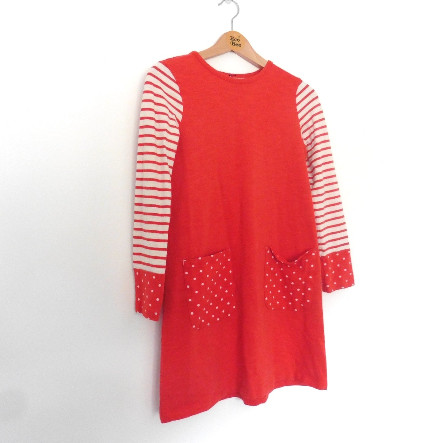 Boden Red Cotton Long Sleeve Dress 11-12y