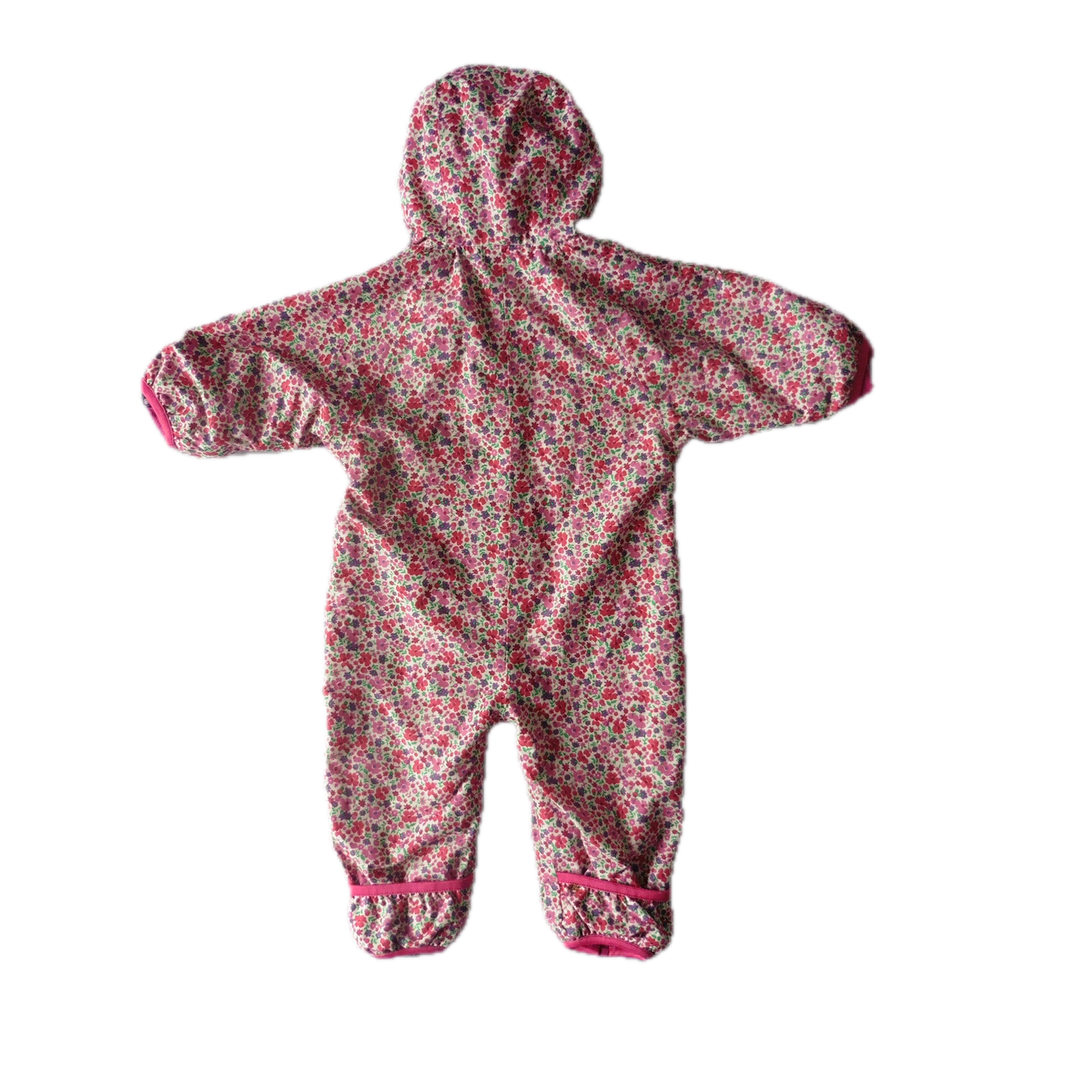 Preloved Jojo Maman Bebe Splish Splash all-in-one Pink Floral Fleece Lined 3-6m