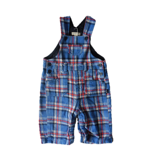 Preloved Jojo Maman Bebe Blue Chequer Dungarees 6-12m