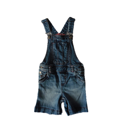 Preloved FatFace Denim Short Dungarees 6-7y