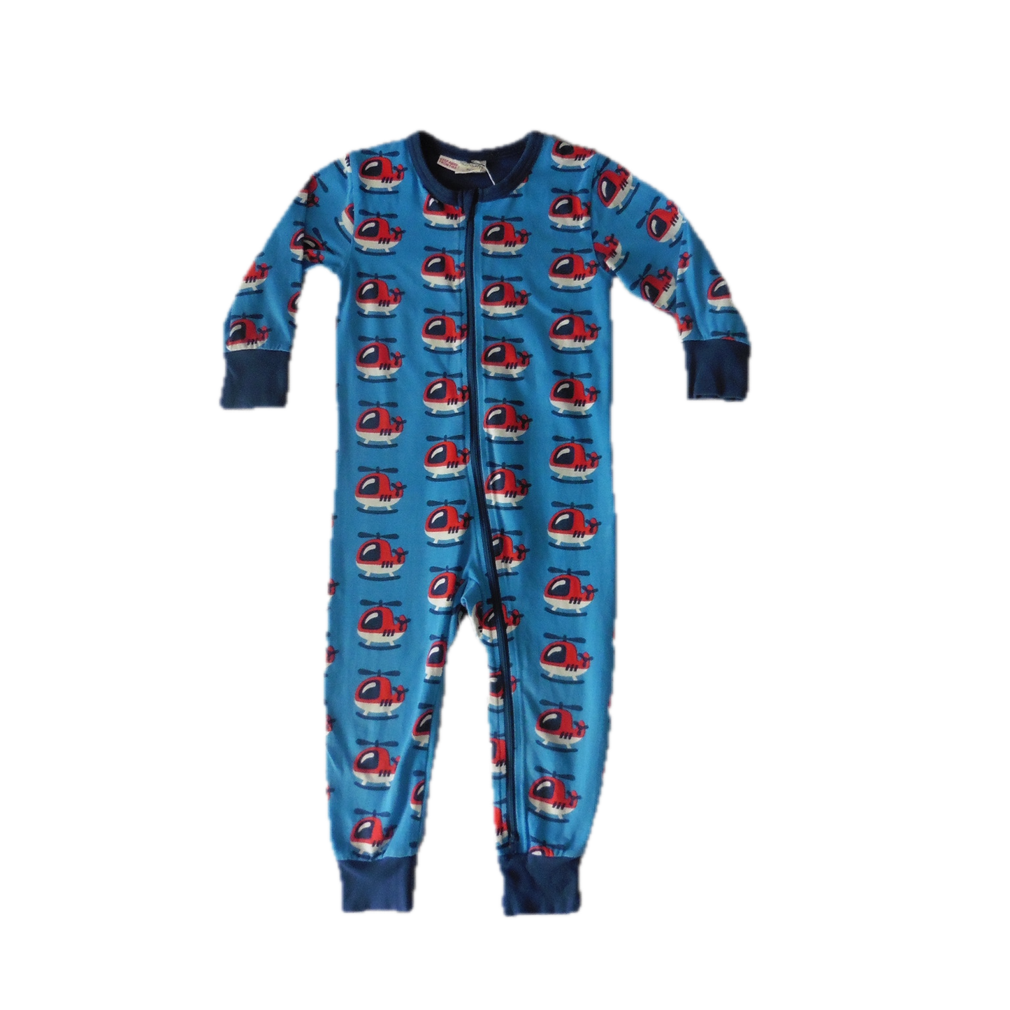 Preloved Maxomorra Footless zip Sleepsuit w/Helicopters 18-24m