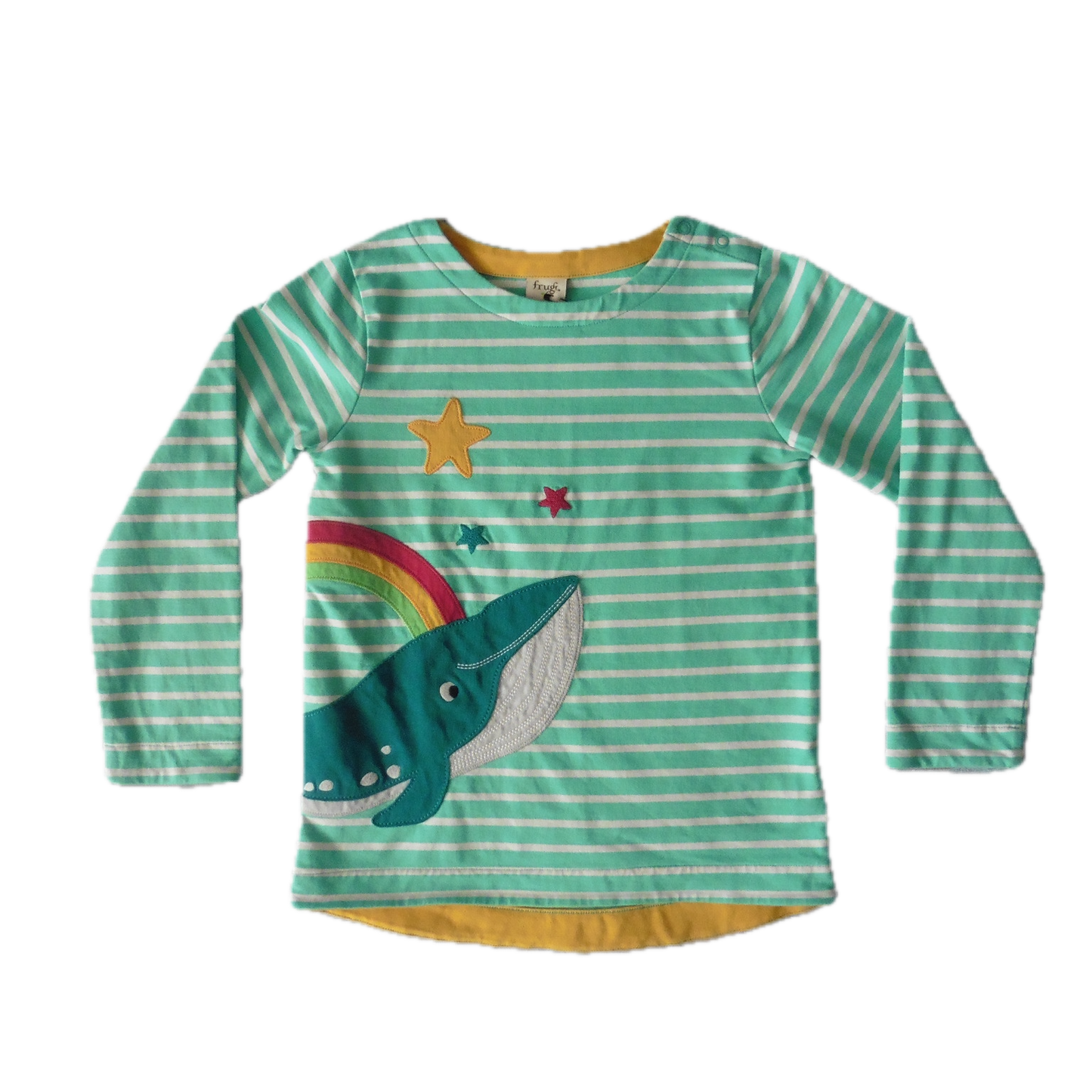 Preloved Frugi Long Sleeve top w/whale appliqué 8-9y