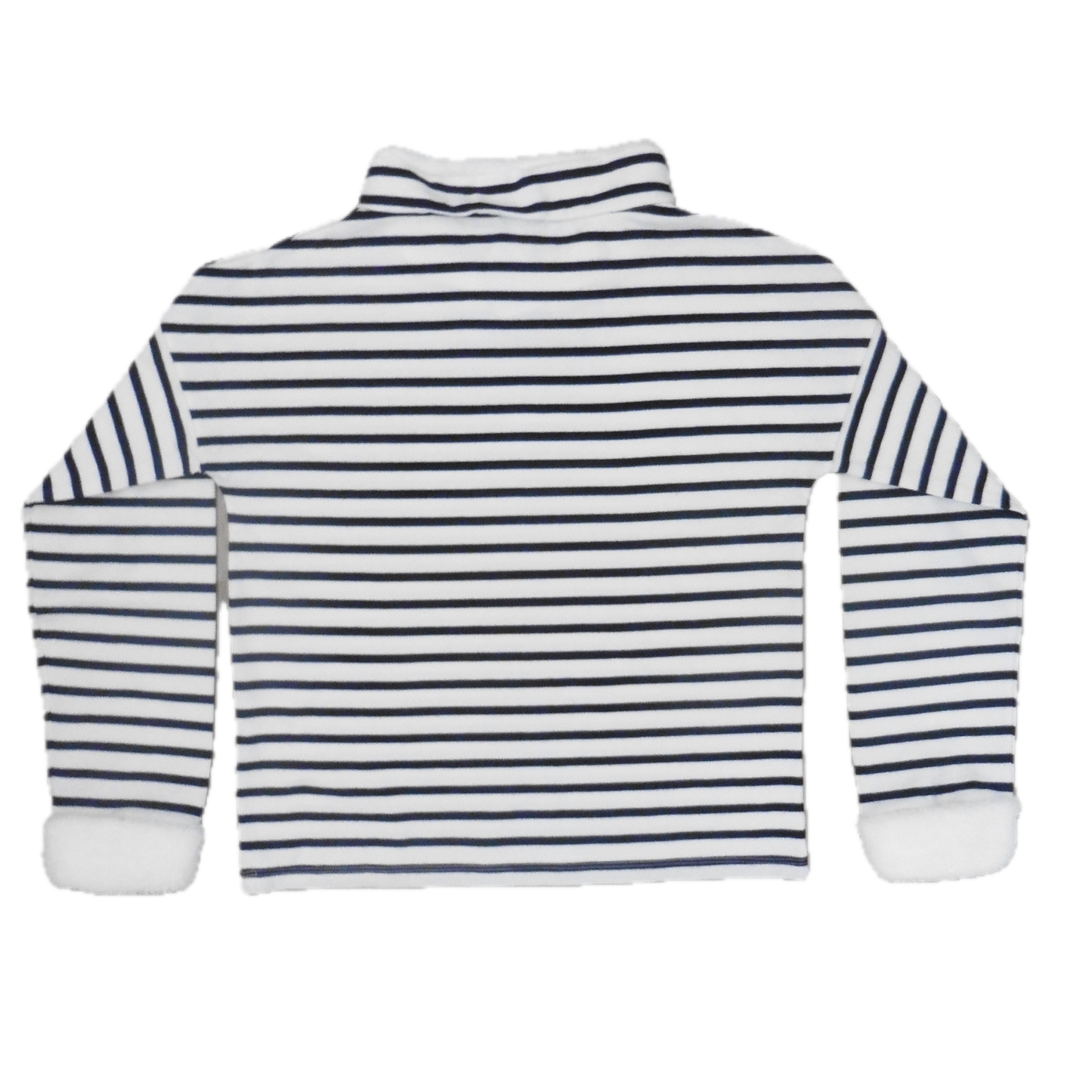 Petit Bateau white w/navy stripe +fleece cuffs 12y
