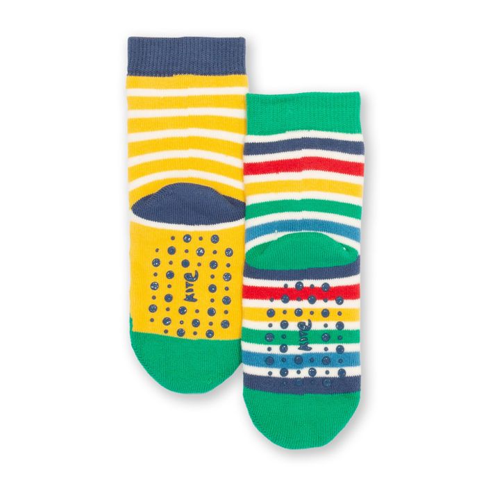 Kite Frog Face Grippy Socks Yellow