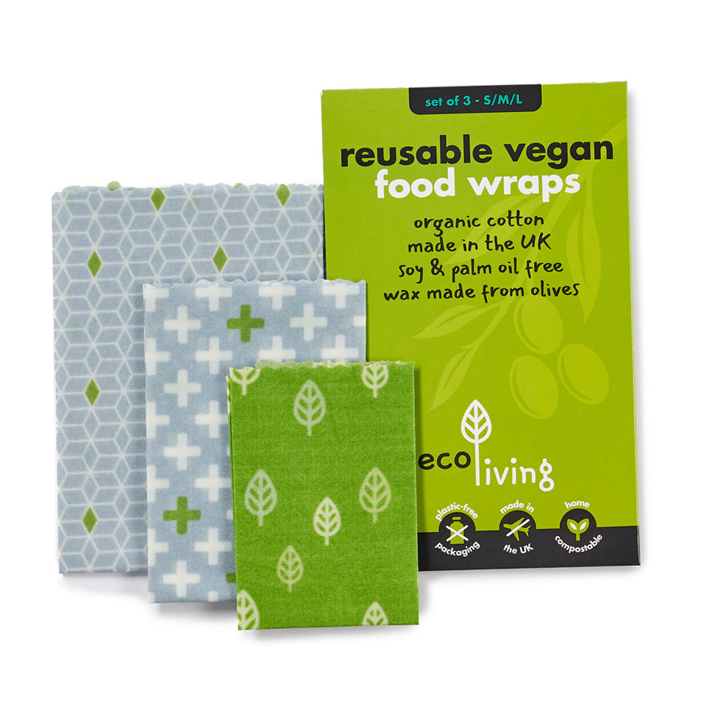 ecoLiving Reusable Vegan Food Wraps - A Set of 3
