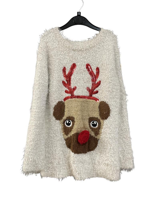 Preloved Tu - Top - Fuzzy Christmas Reindeer Rudolph Long-sleeved Jumper (11-12y)