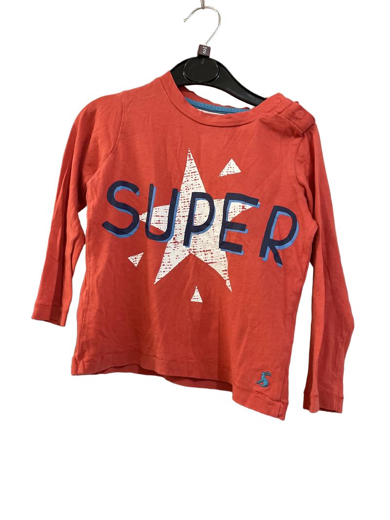 Preloved Joules - Top - Red "Super" Long-sleeved Jersey Tshirt (2-3y)