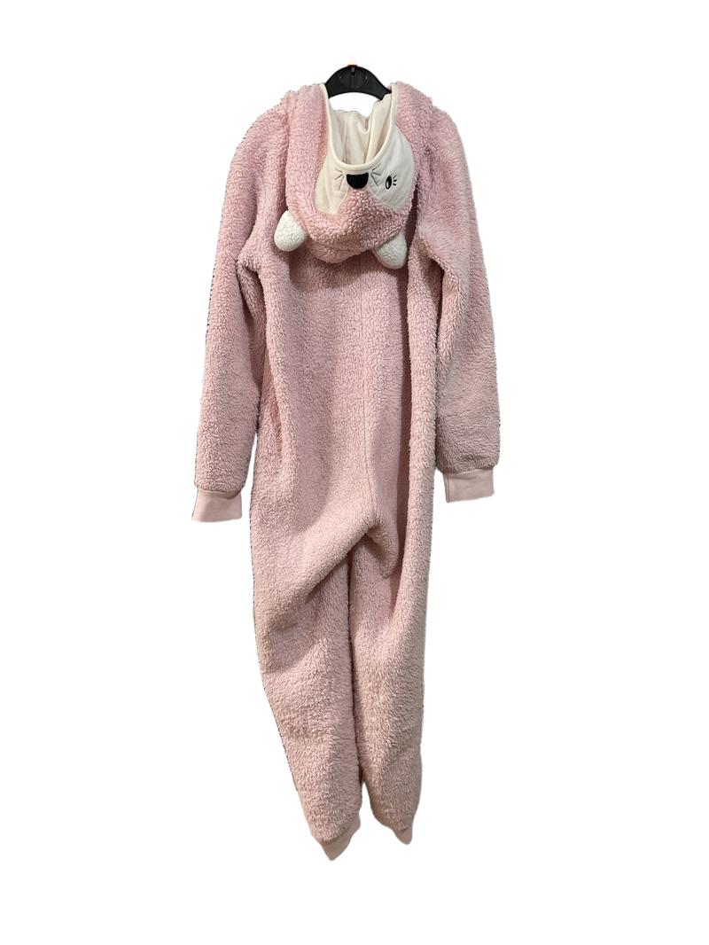 Preloved John Lewis - Sleepwear - Pink Fleece Sherpa Cat Onesie (10-11y)