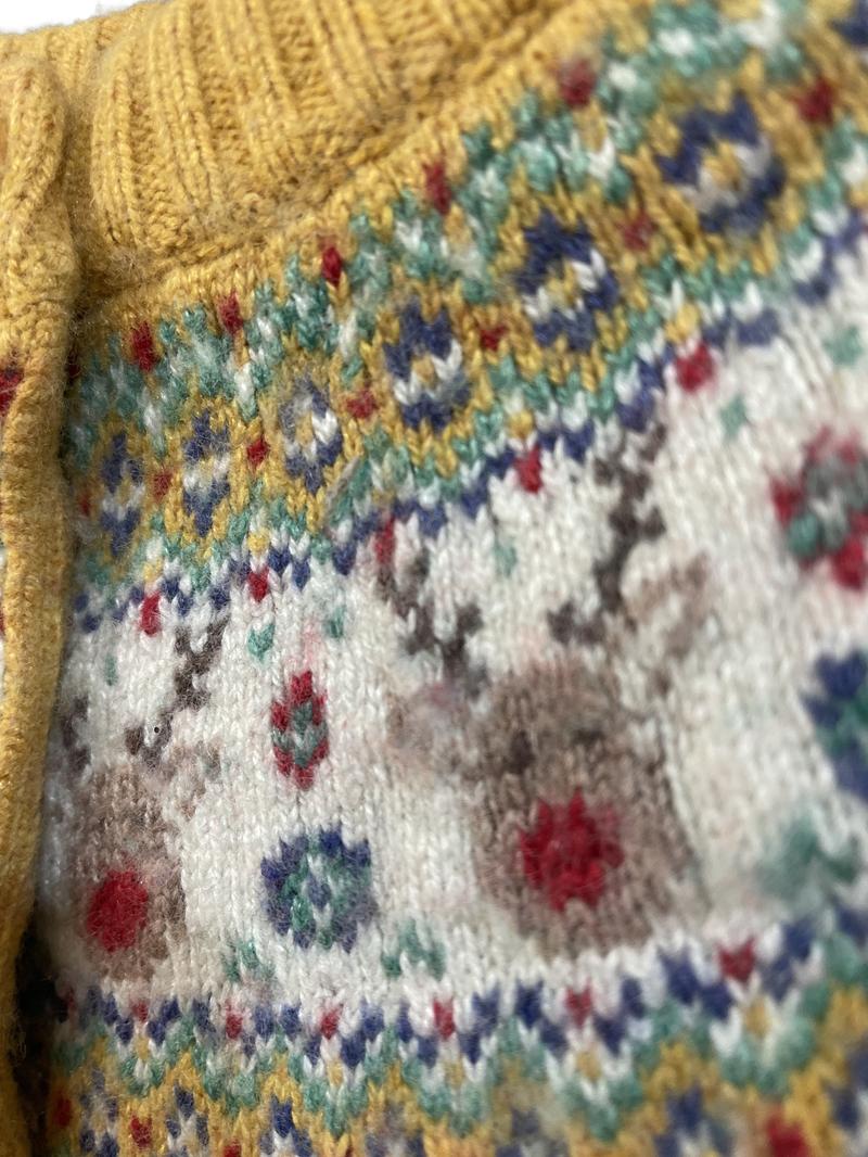 Preloved Jojo Maman Bebe - Top - Yellow Fair Isle Rudolph Reindeer Cardigan (1.5-2y)