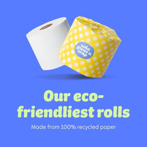 4 Pack - 100% Recycled Double Length Toilet Paper - Who Gives A Crap