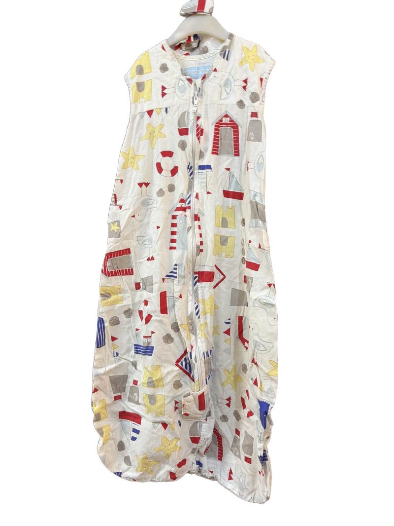 Preloved Grobag - Cream Beach Print Travel Sleeping Grobag With Carrying Bag, 0.5 Tog (6-12m, 12-18m)