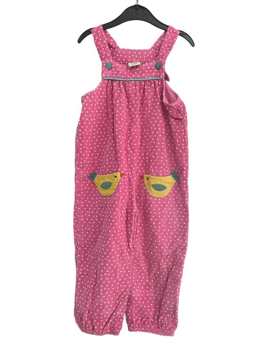 Preloved Frugi - Pink Spotty Dungarees With Chick Pockets. (3-4y)