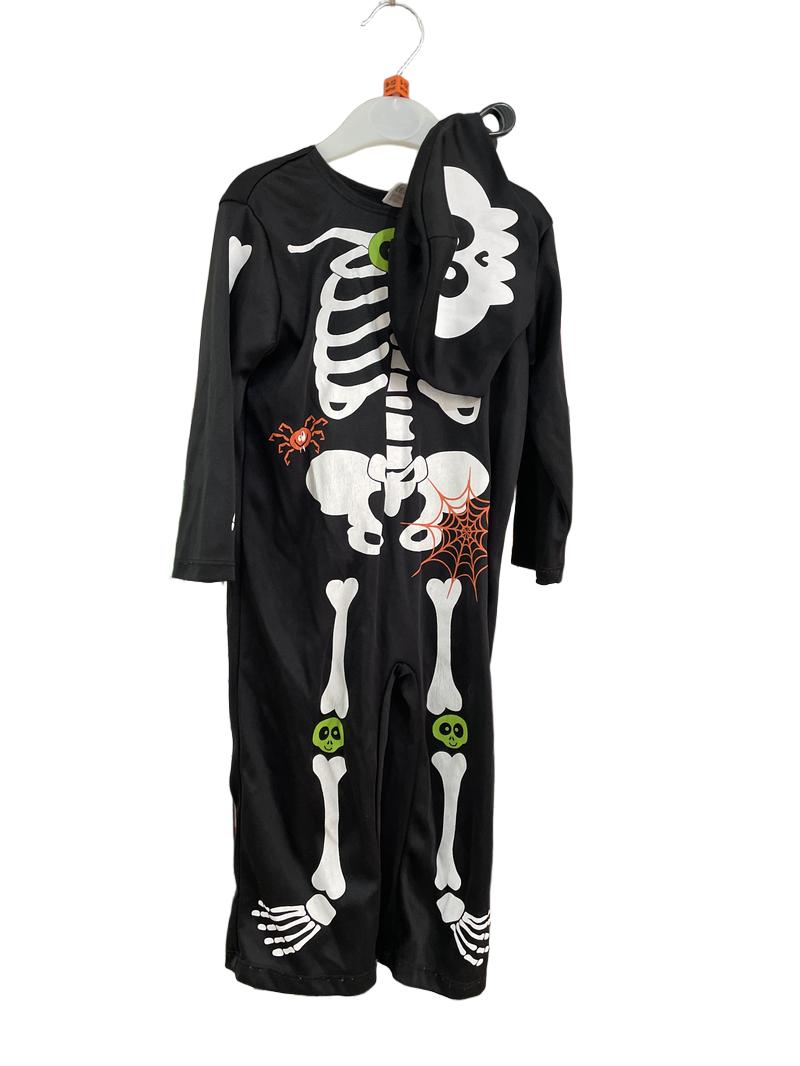 Preloved Tu - Black Skeleton Onesie And Hat (9-12m)