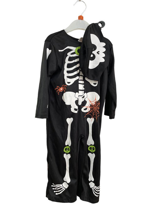Preloved Tu - Black Skeleton Onesie And Hat (9-12m)