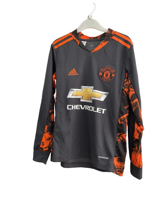 Preloved Adidas - Black Orange Manchester United De Gea Long-sleeved Jersey (9-10y) - Top