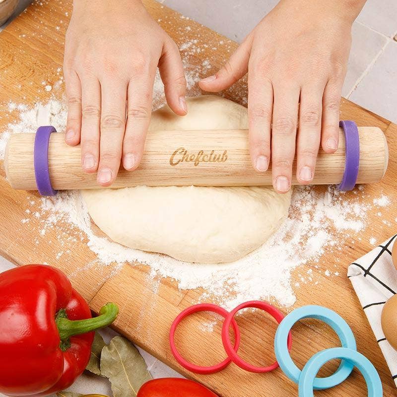 Rolling Pin with Adjustable Rings for Kids