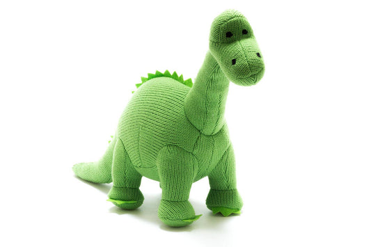 Dinosaur Baby Rattle Knitted Green Diplodocus