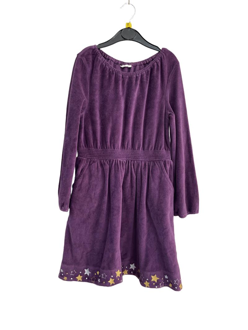 Preloved Fatface - Purple Velveteen Star Embroidery Dress (7-8y)