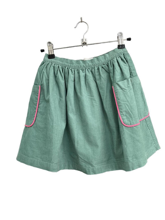 Preloved Mini Boden - Green Corduroy Reversible Floral Pattern Skirt (9-10y) - Skirt