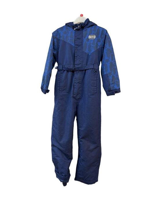 Preloved Glacier Point - One Piece Hooded Snow Suit, Navy And Blue (10-11y)