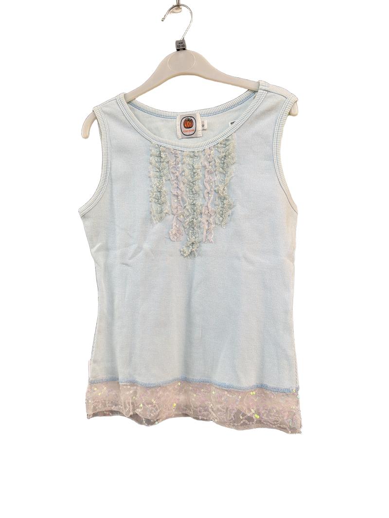 Preloved Homegrown - Light Blue Ribbed Vest Camisole With Lace (12-13y)