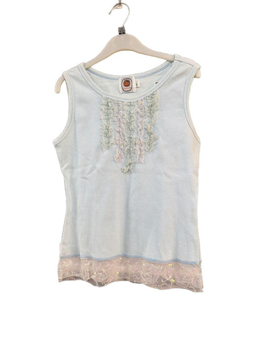 Preloved Homegrown - Light Blue Ribbed Vest Camisole With Lace (12-13y)