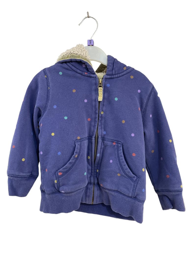 Preloved Boden - Blue Polka Dot Fleece Lined Zip Hoodie (3-4y)