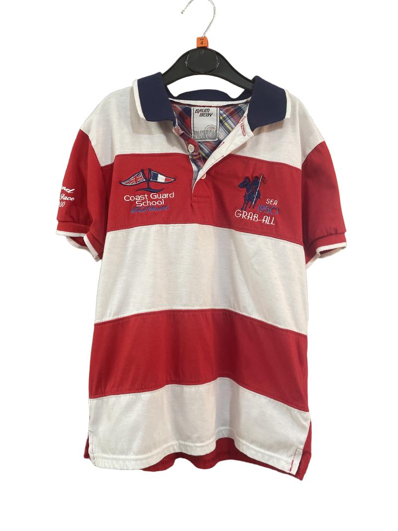 Preloved Brum Beby - Red And White Stripy Polo Shirt (8-9y)
