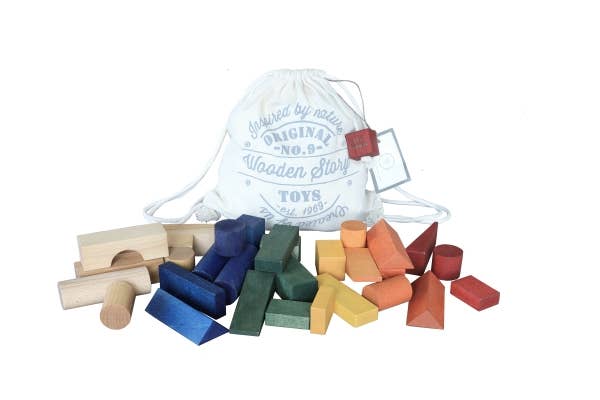 Wooden Blocks In Sack XL - 30 pcs Rainbow