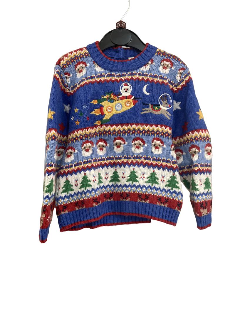 Preloved Jojo Maman Bebe - Christmas Jumper Santa Rocket. (18-24m)