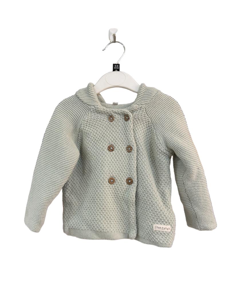 Preloved Homegrown Baby - Green Knit Button Hoodie (3-6m)