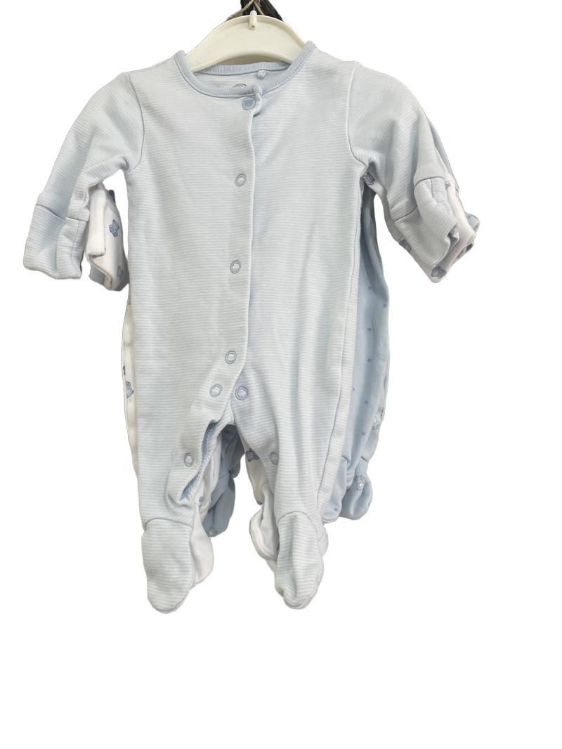 Preloved Next - Set Of 4 Blue Sleepsuits, Stripes, Stars And Bears. (Newborn)