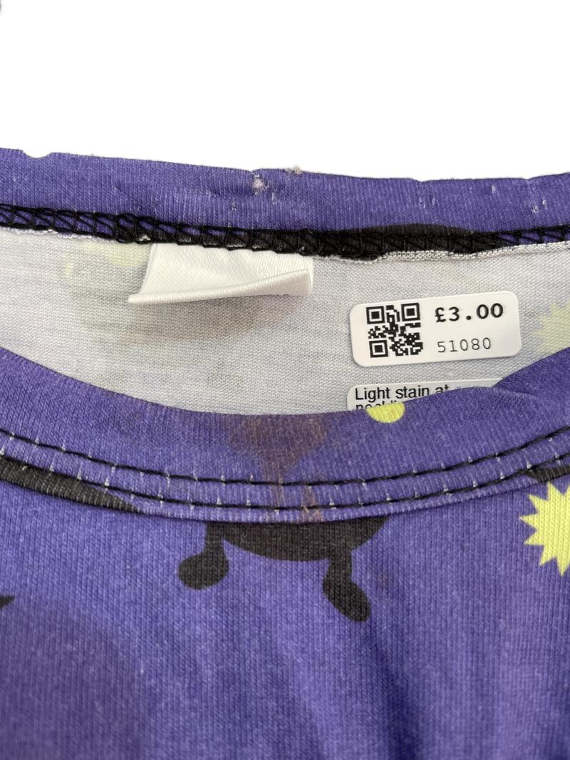 Preloved Unknown Brand - Purple Black Cat Halloween Dress (6-7y)