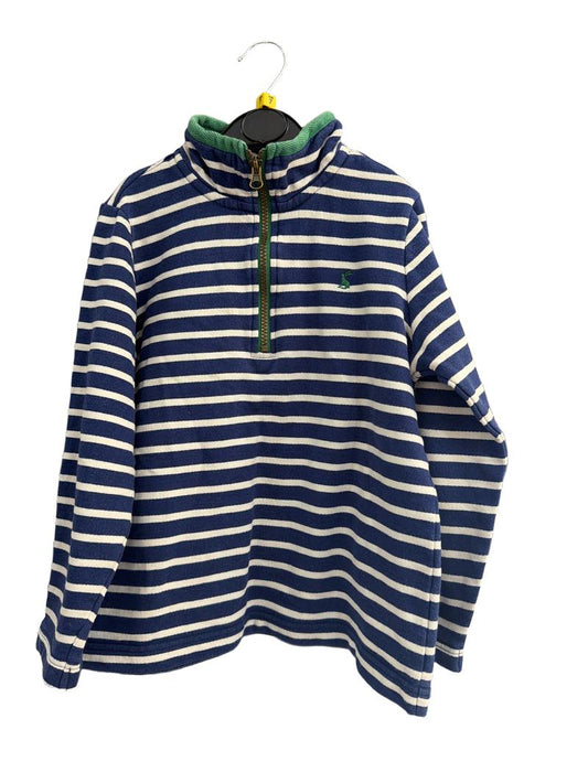 Preloved Joules - Blue And White Striped Zip Sweatshirt (7-8y)