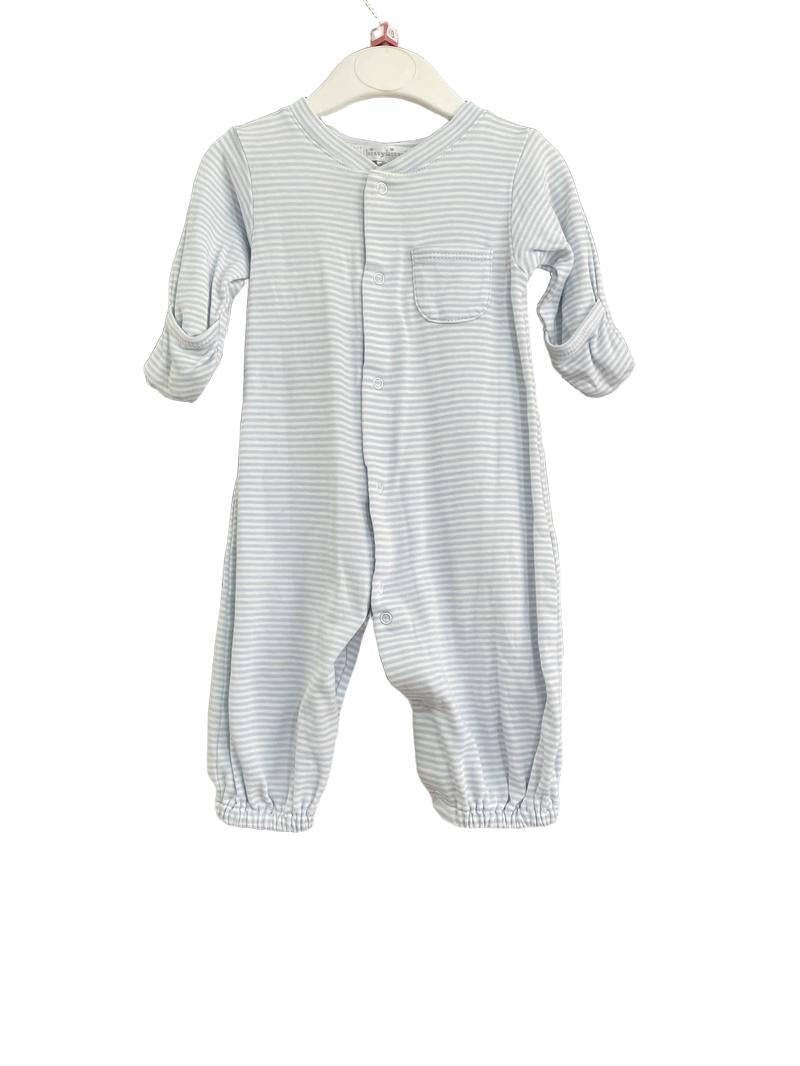 Preloved Kissy Kissy - Blue Stripe Baby Gown-Sleepsuit Converter.  (Newborn)