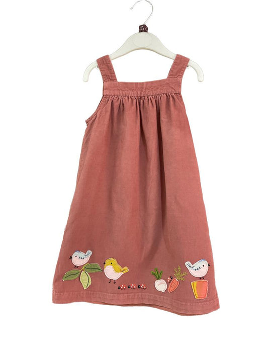 Preloved Marks & Spencer - Pink Corduroy Garden Animal Applique Pinafore (18-24m)