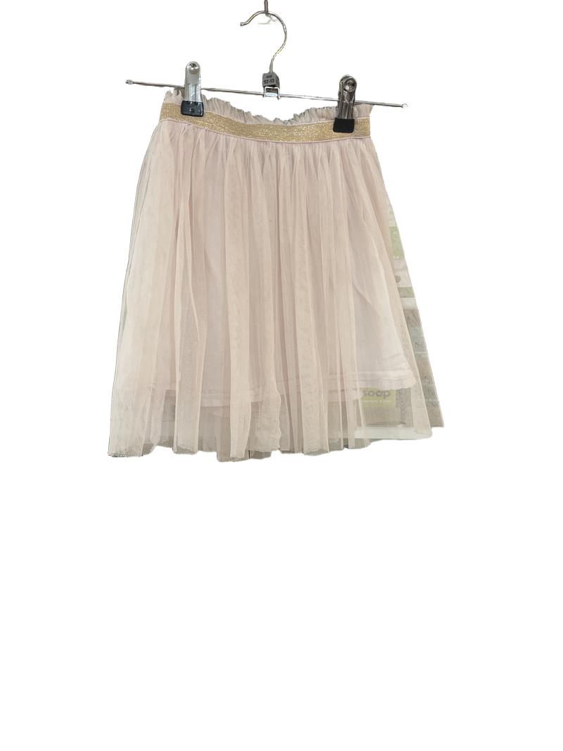 Preloved Unknown Brand - Pink Layered Skirt With Gold Sparkly Elastic Band (5-6y)