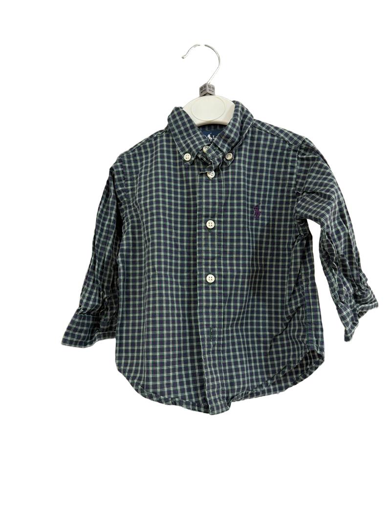 Preloved Ralph Lauren - Green Navy Check Long-sleeved Button Down Shirt (12-18m)