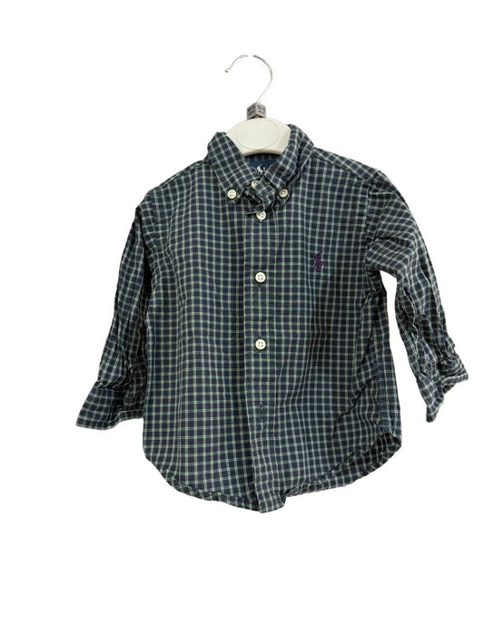 Preloved Ralph Lauren - Green Navy Check Long-sleeved Button Down Shirt (12-18m)