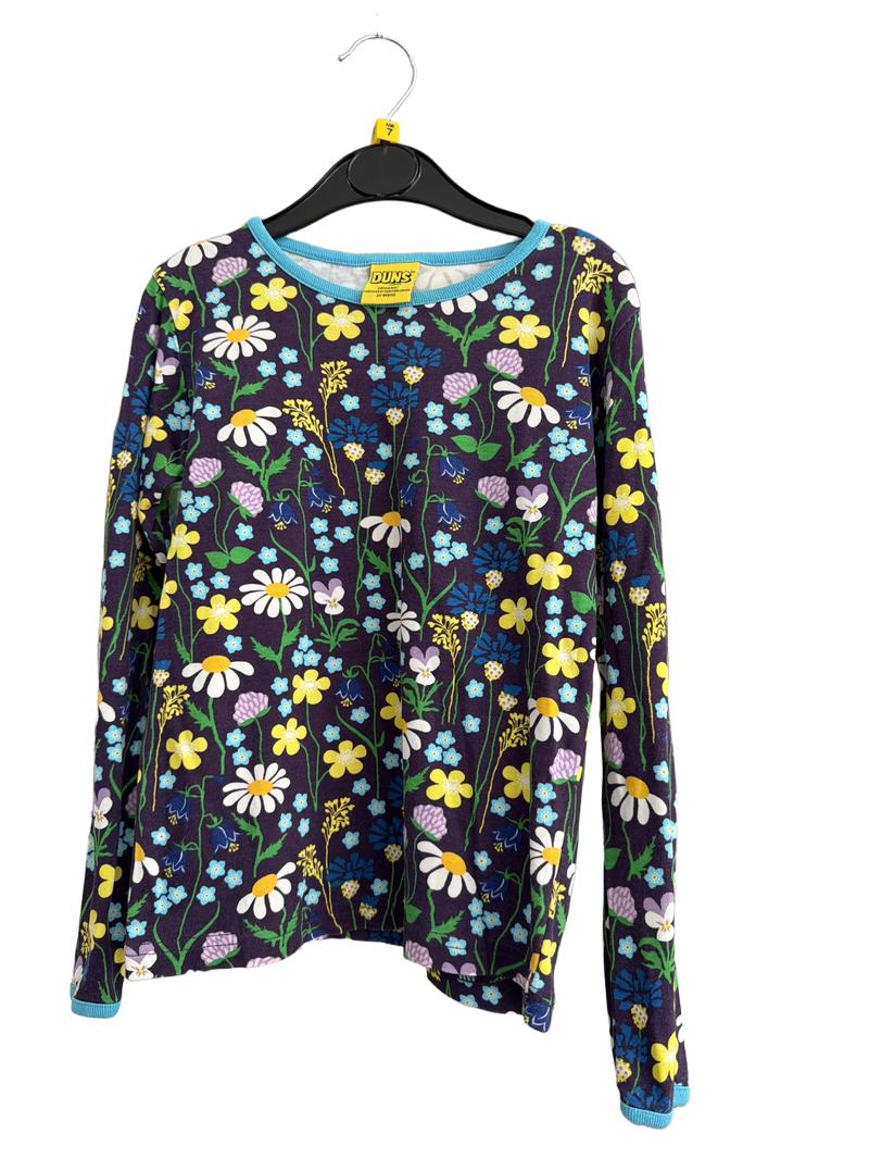 Preloved Duns - Purple Floral Pattern Long-sleeved Top (7y)