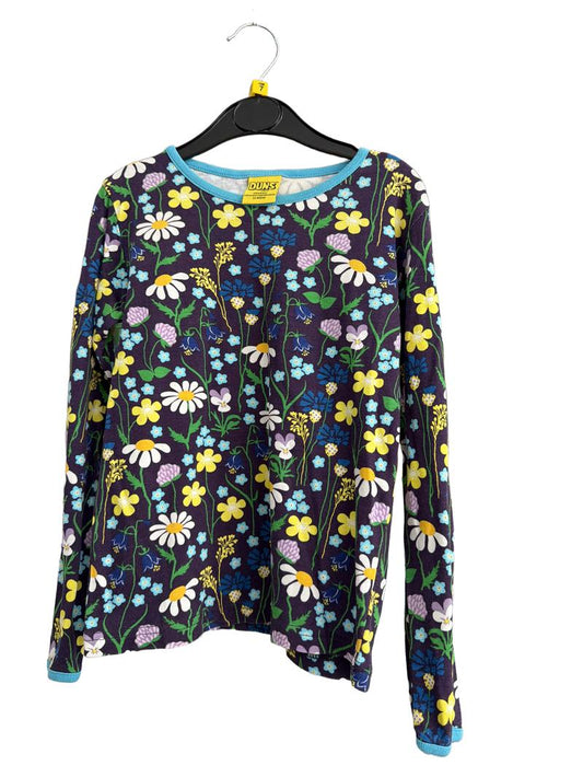 Preloved Duns - Purple Floral Pattern Long-sleeved Top (7y)