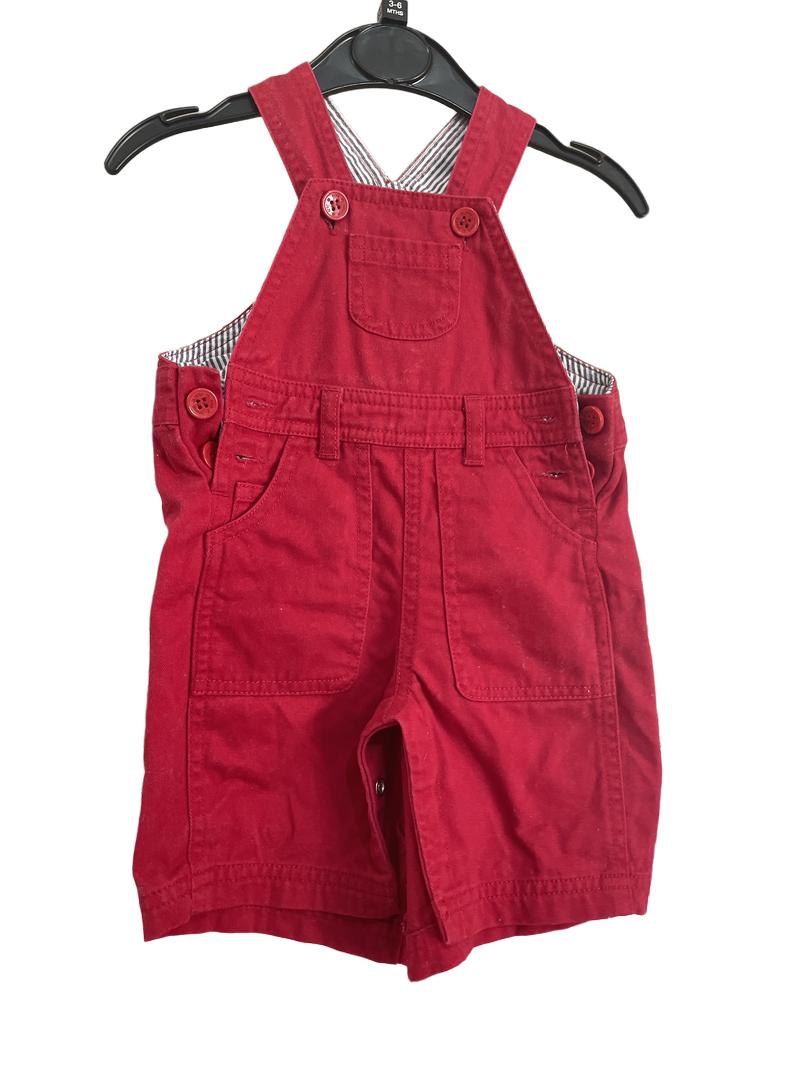 Preloved Jojo Maman Bebe - Red Canvas Dungarees (3-6m)